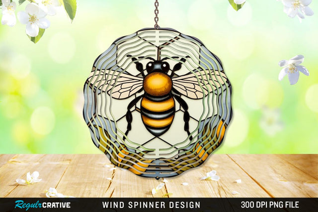 Stained Glass Bee PNG Wind Spinner Sublimation Regulrcrative 