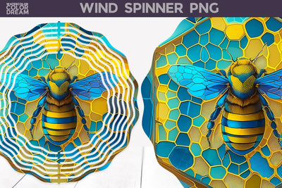 Stained Glass Bee Wind Spinner | Bee Wind Spinner Sublimation WatercolorColorDream 