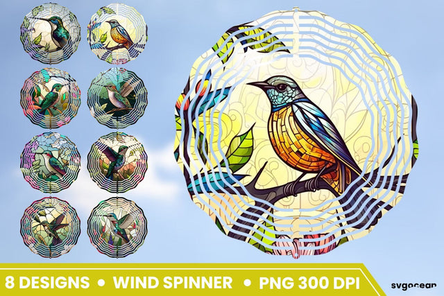 Stained Glass Bird Wind Spinner | Sublimation Designs SVG SvgOcean 