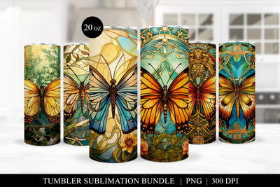 Stained Glass Butterfly 20oz Tumbler Sublimation Bundle Sublimation BijouBay 