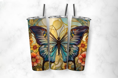 Stained Glass Butterfly 20oz Tumbler Sublimation Bundle Sublimation BijouBay 