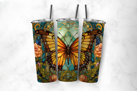 Stained Glass Butterfly 20oz Tumbler Sublimation Bundle Sublimation BijouBay 
