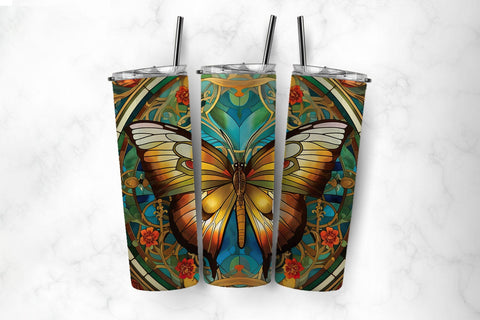 Stained Glass Butterfly 20oz Tumbler Sublimation Bundle Sublimation BijouBay 