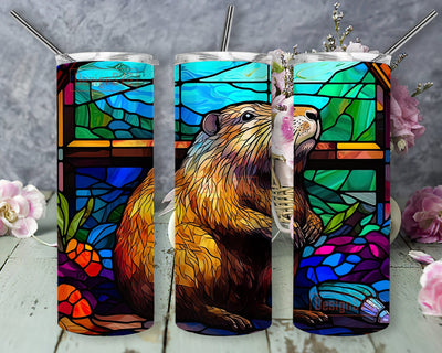 Stained Glass Capybara 20oz Skinny Tumbler Png, Capybara Tumbler, Capybara Design, Cute Capybara Tumbler, Cute Gift for Animal Lover Sublimation DesignSVG 