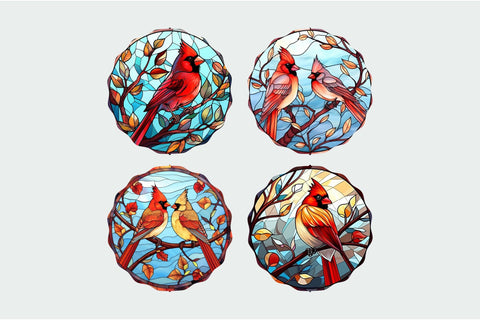 Stained Glass Cardinal Wind Spinner Sublimation Bundle Sublimation OrangeBrushStudio 