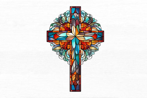 Stained Glass Christian Cross Clipart Sublimation Regulrcrative 