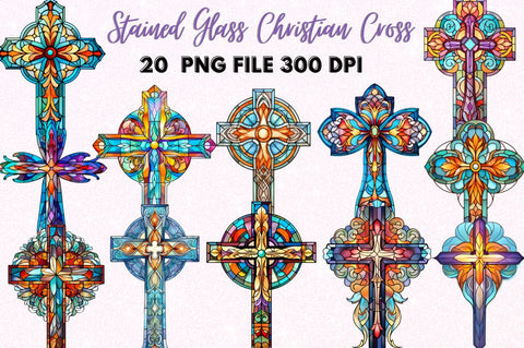 Stained Glass Christian Cross Clipart Sublimation Regulrcrative 