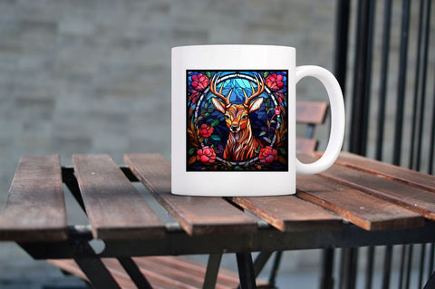 Stained Glass Christmas Flowers Deer Sublimation Regulrcrative 