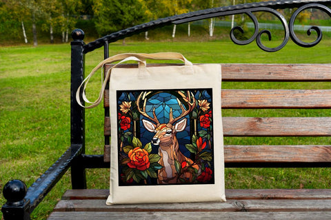 Stained Glass Christmas Flowers Deer Sublimation Regulrcrative 