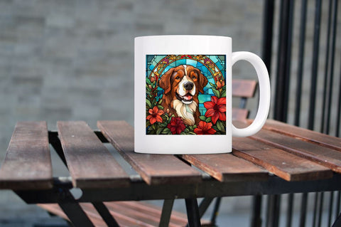 Stained Glass Christmas Flowers Dog Bundle Sublimation Regulrcrative 