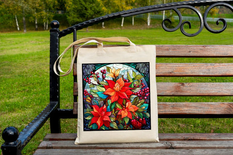 Stained Glass Christmas Flowers Pillow Sublimation Regulrcrative 