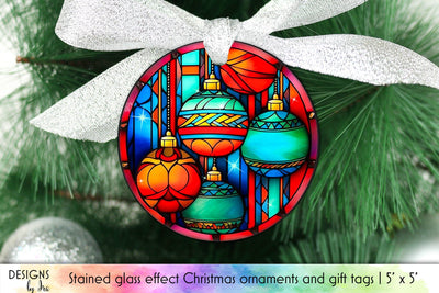Stained Glass Christmas Ornament Design Sublimation Designs by Ira 