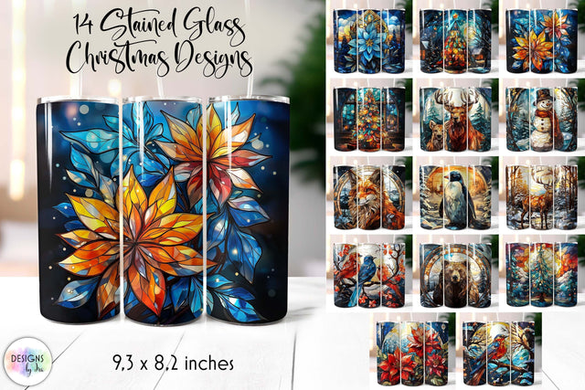 Stained Glass Christmas Skinny Tumbler Sublimation Bundle SVG Designs by Ira 