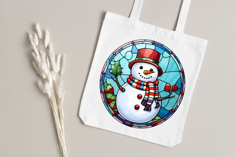 Stained Glass Christmas Snowman Bundle Sublimation Regulrcrative 