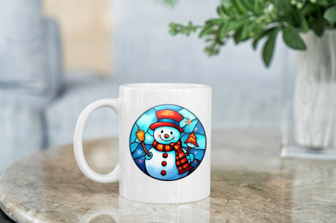 Stained Glass Christmas Snowman Bundle Sublimation Regulrcrative 