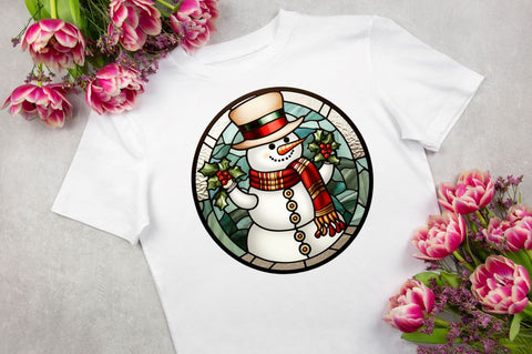 Stained Glass Christmas Snowman Bundle Sublimation Regulrcrative 