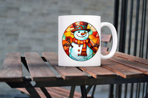 Stained Glass Christmas Snowman Bundle Sublimation Regulrcrative 