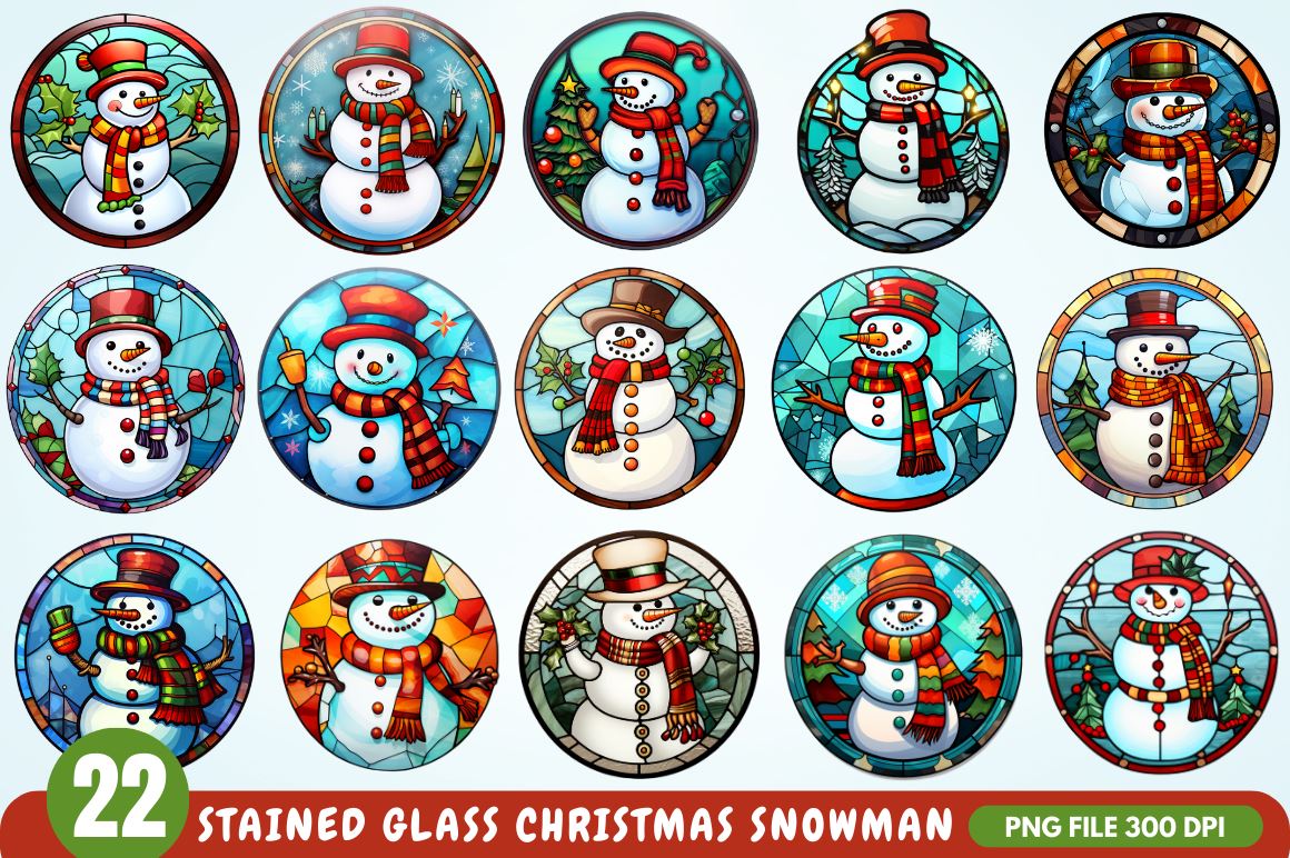 Winter Stained Glass  Holiday Background - So Fontsy