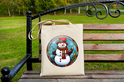 Stained Glass Christmas Snowman Bundle Sublimation Regulrcrative 