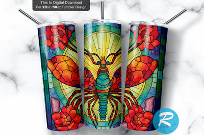 Stained Glass Crawfish 20 oz / 30 oz Tumbler PNG Sublimation Regulrcrative 