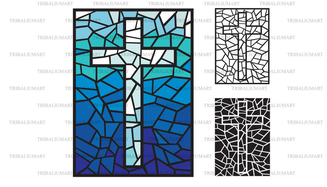 Stained glass cross SVG TribaliumArtSF 