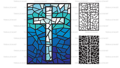 Stained glass cross SVG TribaliumArtSF 