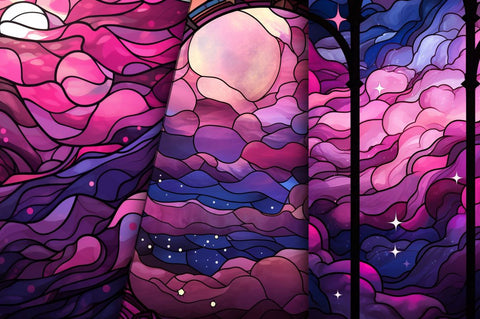 Stained Glass Dark Pink Night Sky bundle Sublimation Regulrcrative 
