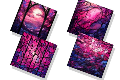 Stained Glass Dark Pink Night Sky bundle Sublimation Regulrcrative 