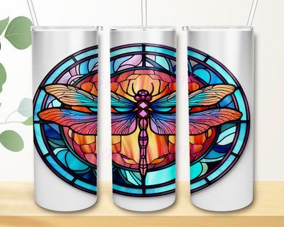 Stained Glass Dragonfly 20oz Skinny Tumbler Png, Dragonfly Tumbler Sublimation Designs, Alcohol Ink Dragonflies Tumbler, Digital Download Commercial Sublimation sassyprint 