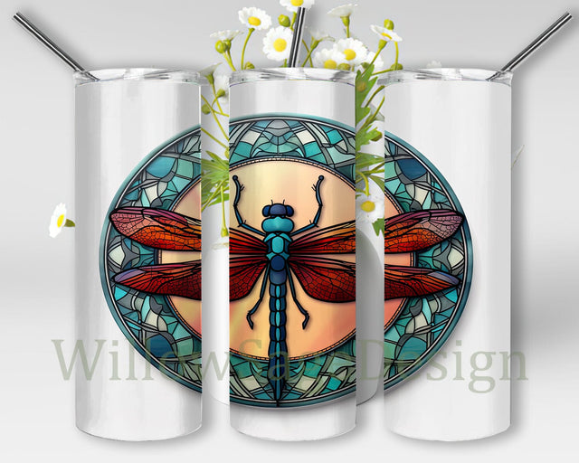 Stained Glass Dragonfly 20oz Skinny Tumbler Png, Dragonfly Tumbler Sublimation Designs, Alcohol Ink Dragonflies Tumbler, Digital Download Commercial Sublimation WillowSageDesign 