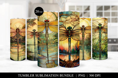 Stained Glass Dragonfly 20oz Tumbler Sublimation Bundle Sublimation BijouBay 