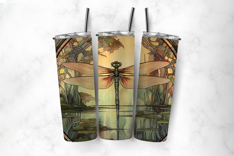 Stained Glass Dragonfly 20oz Tumbler Sublimation Bundle Sublimation BijouBay 