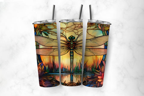 Stained Glass Dragonfly 20oz Tumbler Sublimation Bundle Sublimation BijouBay 