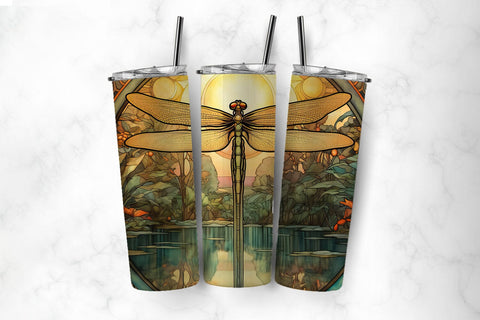 Stained Glass Dragonfly 20oz Tumbler Sublimation Bundle Sublimation BijouBay 