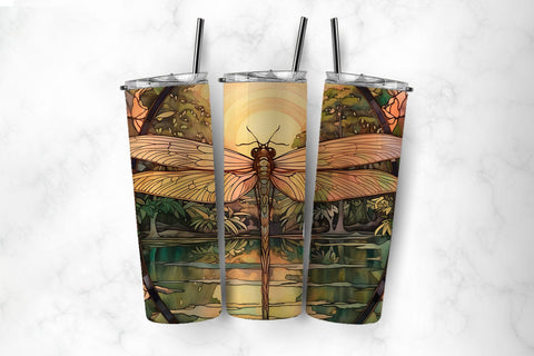 Stained Glass Dragonfly 20oz Tumbler Sublimation Bundle Sublimation BijouBay 