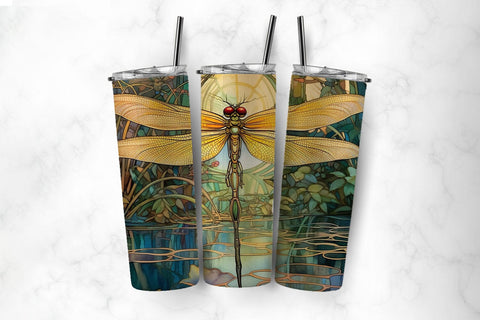 Stained Glass Dragonfly 20oz Tumbler Sublimation Bundle Sublimation BijouBay 