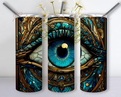 Stained Glass Evil Eye 20oz Skinny Tumbler Png, Celestial Gothic Tumbler, Evil Eye Tumbler, Moon Evil Eye Tumbler, Mystical Brighter Days Tumbler Sublimation PixelChick 