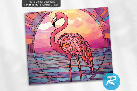 Stained Glass Flamingo 20 oz / 30 oz Tumbler PNG Sublimation Regulrcrative 
