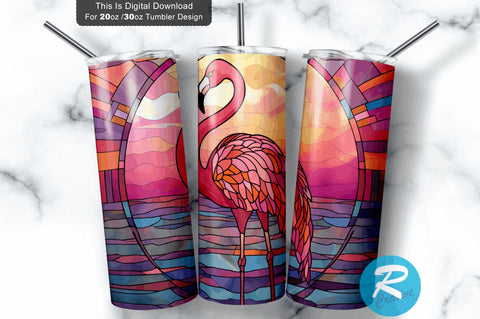 Stained Glass Flamingo 20 oz / 30 oz Tumbler PNG Sublimation Regulrcrative 