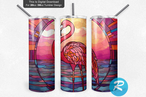 Stained Glass Flamingo 20 oz / 30 oz Tumbler PNG Sublimation Regulrcrative 