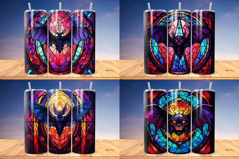 Stained Glass Halloween Bat Tumbler Bundle Sublimation Regulrcrative 