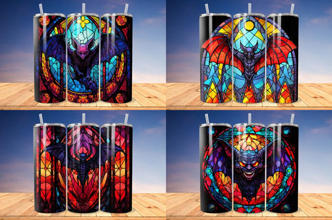 Stained Glass Halloween Bat Tumbler Bundle Sublimation Regulrcrative 