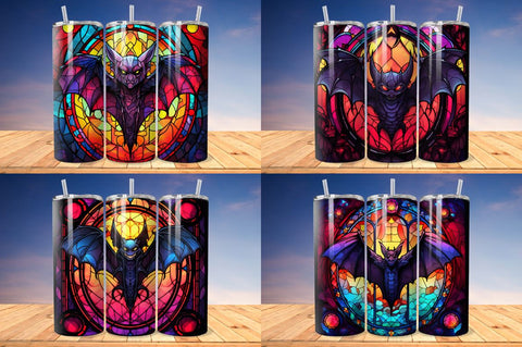 Stained Glass Halloween Bat Tumbler Bundle Sublimation Regulrcrative 