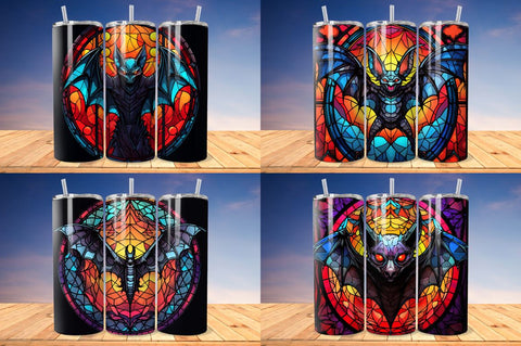 Stained Glass Halloween Bat Tumbler Bundle Sublimation Regulrcrative 