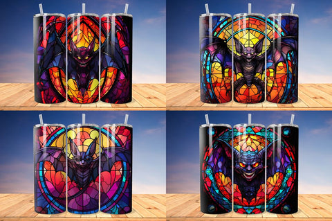 Stained Glass Halloween Bat Tumbler Bundle Sublimation Regulrcrative 