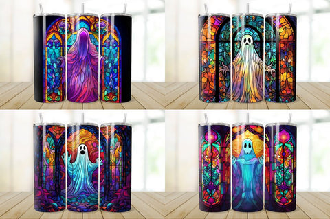 Stained Glass Halloween Ghost Tumbler Bundle Sublimation Regulrcrative 