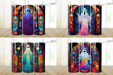 Stained Glass Halloween Ghost Tumbler Bundle Sublimation Regulrcrative 
