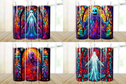 Stained Glass Halloween Ghost Tumbler Bundle Sublimation Regulrcrative 