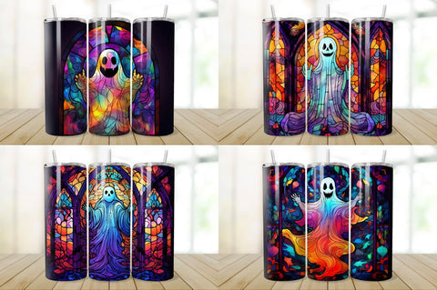 Stained Glass Halloween Ghost Tumbler Bundle Sublimation Regulrcrative 