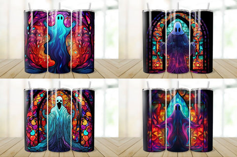 Stained Glass Halloween Ghost Tumbler Bundle Sublimation Regulrcrative 
